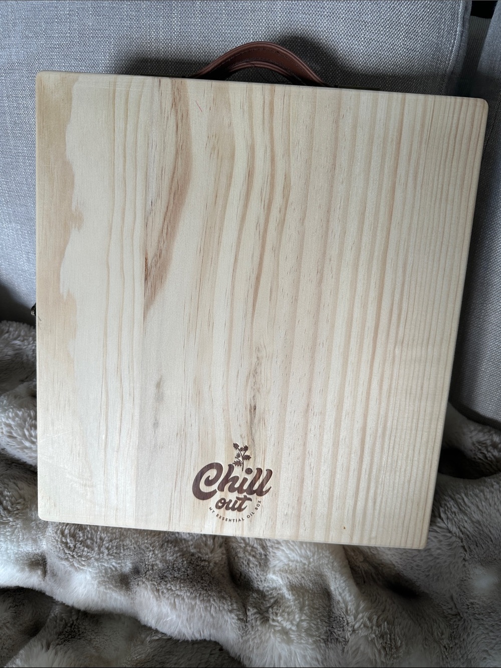 Chill Out Wooden Storage box with Leather Handle for Essential oils